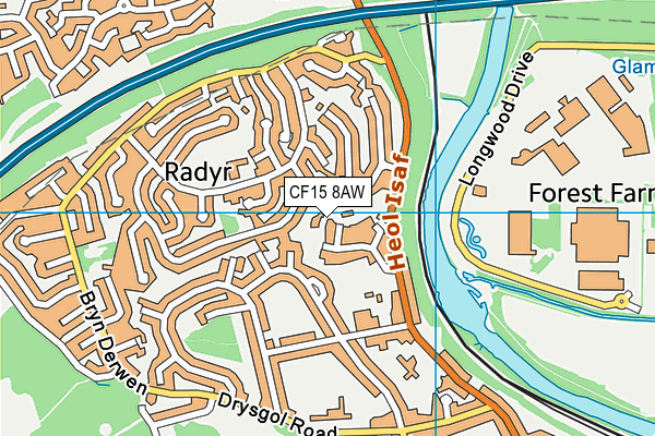 CF15 8AW map - OS VectorMap District (Ordnance Survey)