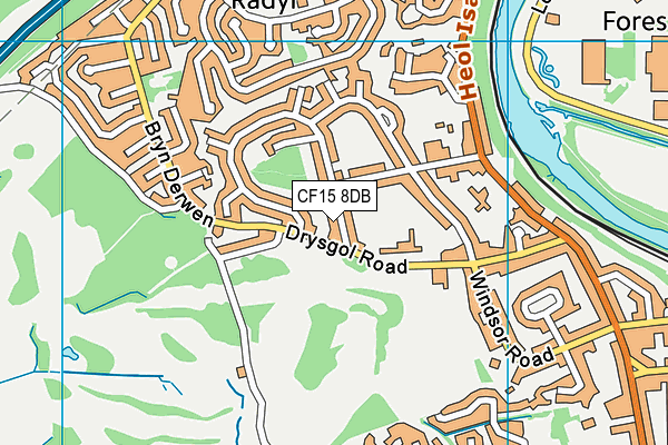 CF15 8DB map - OS VectorMap District (Ordnance Survey)