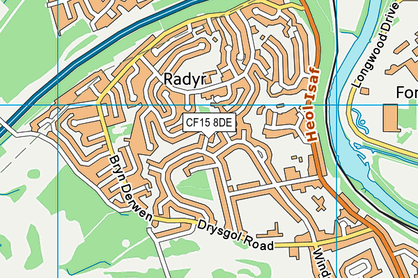 CF15 8DE map - OS VectorMap District (Ordnance Survey)