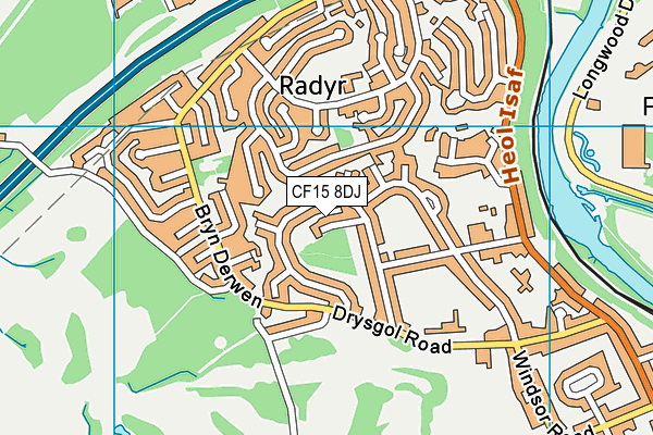 CF15 8DJ map - OS VectorMap District (Ordnance Survey)