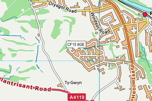 CF15 8GE map - OS VectorMap District (Ordnance Survey)