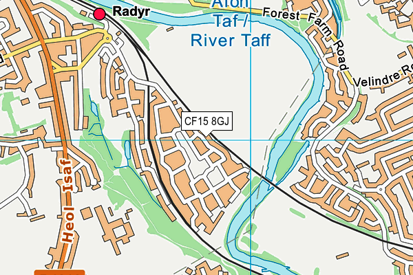 CF15 8GJ map - OS VectorMap District (Ordnance Survey)