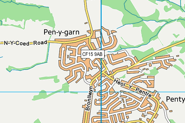 CF15 9AB map - OS VectorMap District (Ordnance Survey)