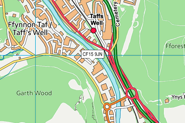 CF15 9JN map - OS VectorMap District (Ordnance Survey)