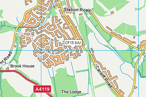 CF15 9JU map - OS VectorMap District (Ordnance Survey)