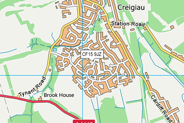 CF15 9JZ map - OS VectorMap District (Ordnance Survey)