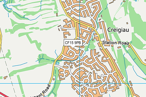 CF15 9PB map - OS VectorMap District (Ordnance Survey)