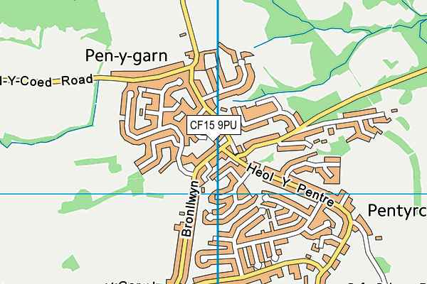 CF15 9PU map - OS VectorMap District (Ordnance Survey)