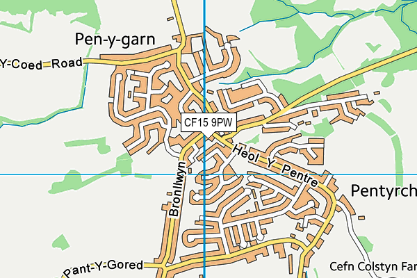 CF15 9PW map - OS VectorMap District (Ordnance Survey)