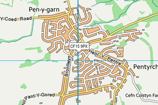 CF15 9PX map - OS VectorMap District (Ordnance Survey)