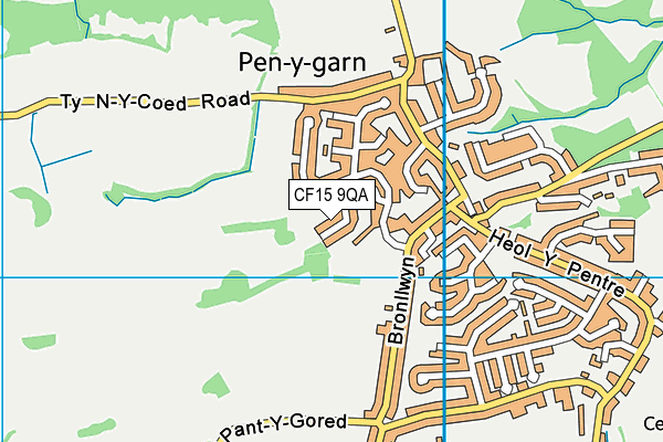 CF15 9QA map - OS VectorMap District (Ordnance Survey)