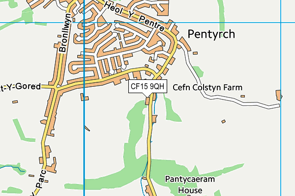 CF15 9QH map - OS VectorMap District (Ordnance Survey)