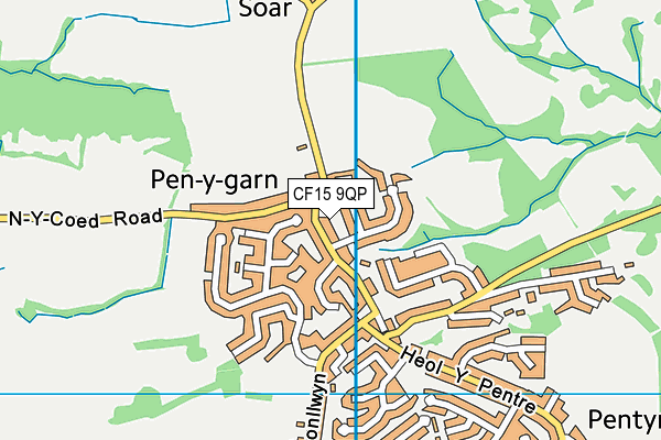 CF15 9QP map - OS VectorMap District (Ordnance Survey)