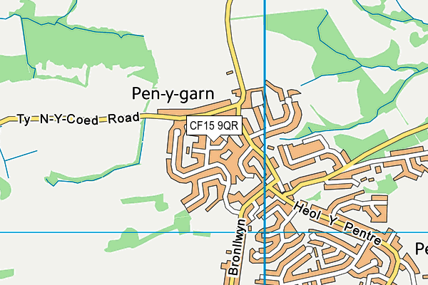 CF15 9QR map - OS VectorMap District (Ordnance Survey)