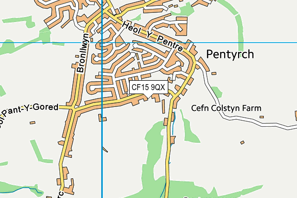 CF15 9QX map - OS VectorMap District (Ordnance Survey)