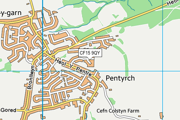 CF15 9QY map - OS VectorMap District (Ordnance Survey)