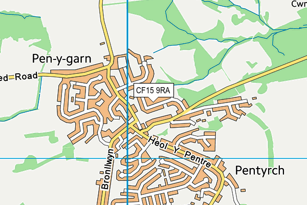 CF15 9RA map - OS VectorMap District (Ordnance Survey)