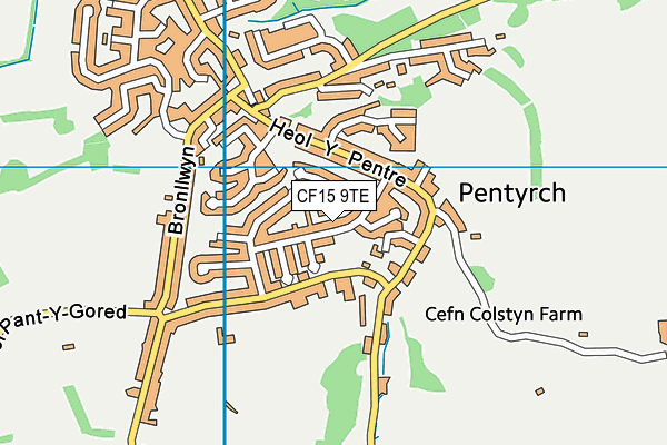 CF15 9TE map - OS VectorMap District (Ordnance Survey)