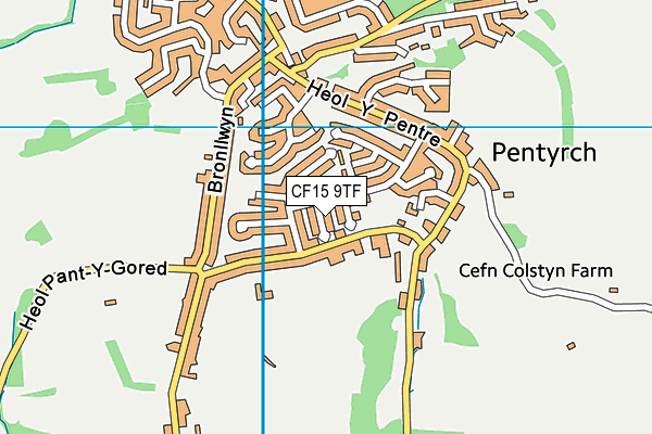 CF15 9TF map - OS VectorMap District (Ordnance Survey)