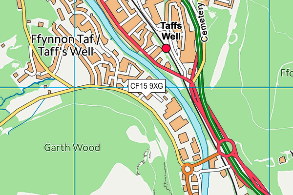 CF15 9XG map - OS VectorMap District (Ordnance Survey)