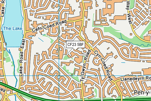 CF23 5BF map - OS VectorMap District (Ordnance Survey)