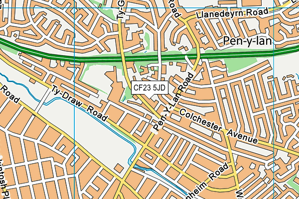 CF23 5JD map - OS VectorMap District (Ordnance Survey)