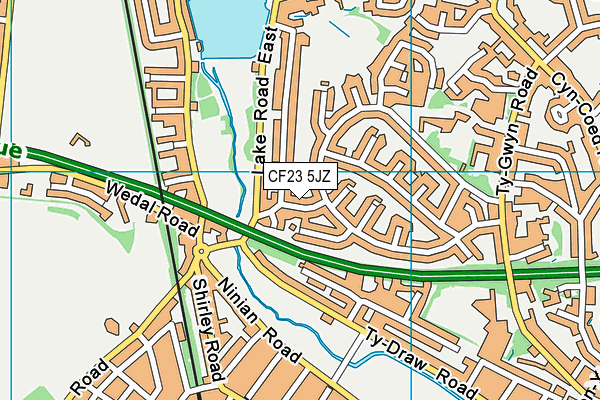 CF23 5JZ map - OS VectorMap District (Ordnance Survey)