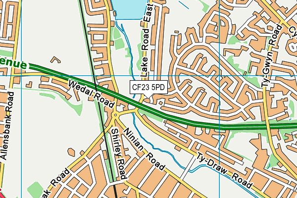 CF23 5PD map - OS VectorMap District (Ordnance Survey)