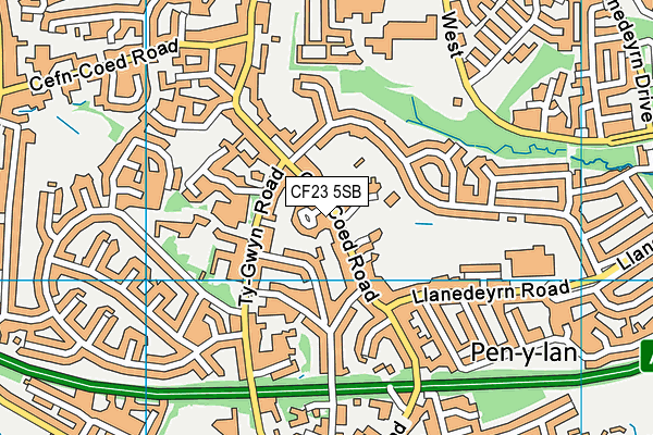 CF23 5SB map - OS VectorMap District (Ordnance Survey)