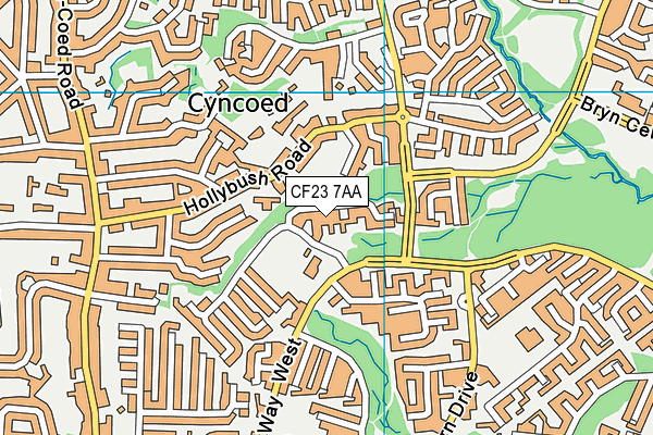 CF23 7AA map - OS VectorMap District (Ordnance Survey)