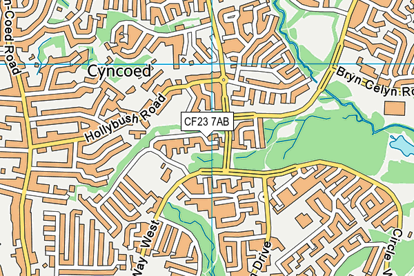 CF23 7AB map - OS VectorMap District (Ordnance Survey)