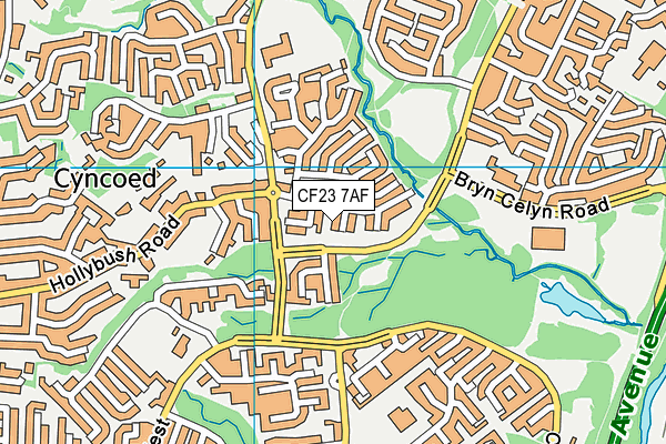 CF23 7AF map - OS VectorMap District (Ordnance Survey)