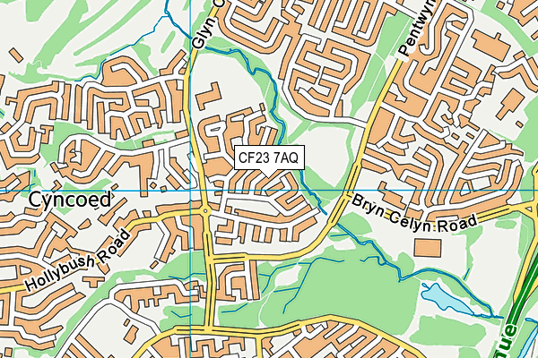 CF23 7AQ map - OS VectorMap District (Ordnance Survey)