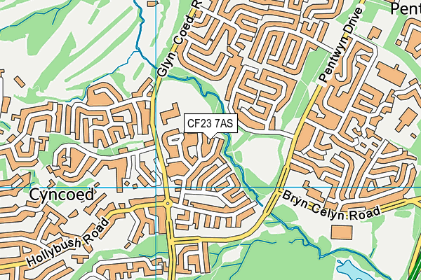 CF23 7AS map - OS VectorMap District (Ordnance Survey)