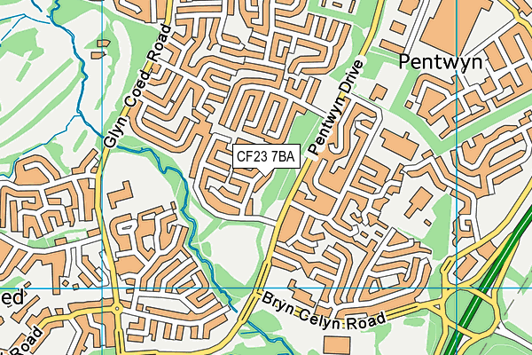 CF23 7BA map - OS VectorMap District (Ordnance Survey)