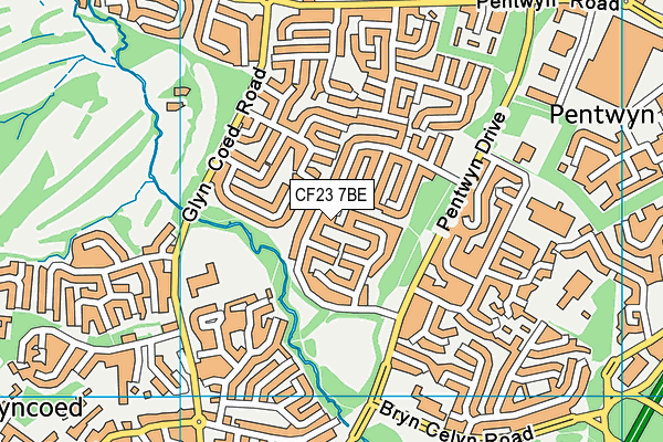 CF23 7BE map - OS VectorMap District (Ordnance Survey)