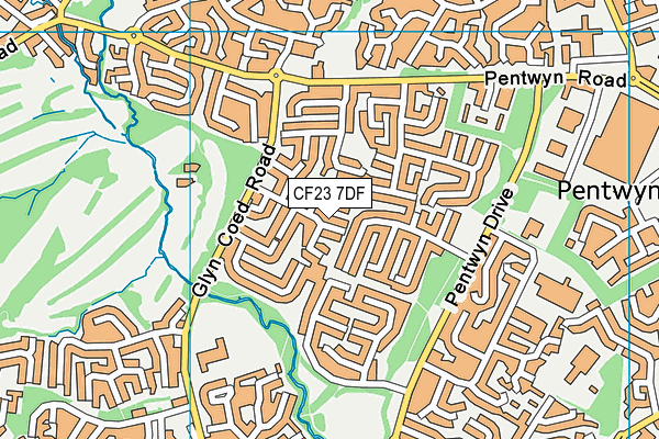 CF23 7DF map - OS VectorMap District (Ordnance Survey)