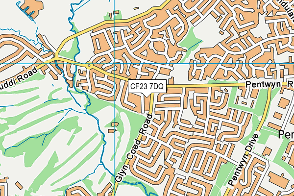 CF23 7DQ map - OS VectorMap District (Ordnance Survey)