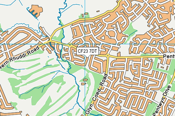 CF23 7DT map - OS VectorMap District (Ordnance Survey)