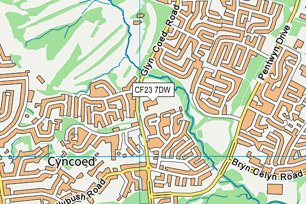 Glyncoed Primary School map (CF23 7DW) - OS VectorMap District (Ordnance Survey)