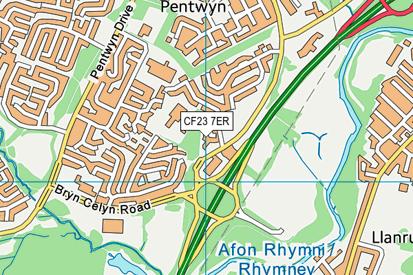 CF23 7ER map - OS VectorMap District (Ordnance Survey)