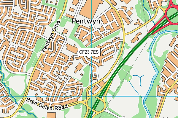 Bryn Celyn Primary School map (CF23 7ES) - OS VectorMap District (Ordnance Survey)