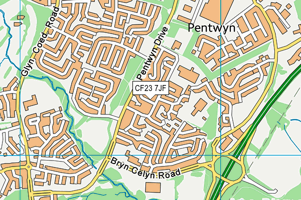 CF23 7JF map - OS VectorMap District (Ordnance Survey)