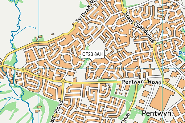 CF23 8AH map - OS VectorMap District (Ordnance Survey)