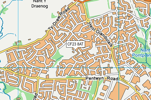 CF23 8AT map - OS VectorMap District (Ordnance Survey)