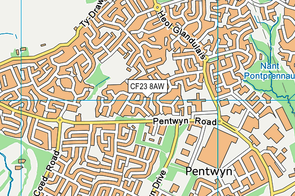CF23 8AW map - OS VectorMap District (Ordnance Survey)