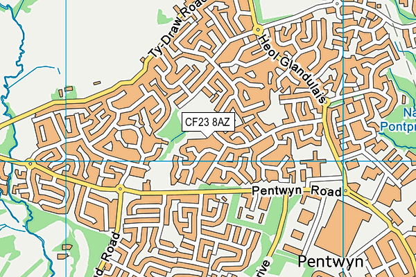 CF23 8AZ map - OS VectorMap District (Ordnance Survey)