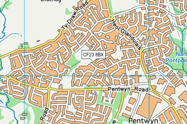 CF23 8BX map - OS VectorMap District (Ordnance Survey)