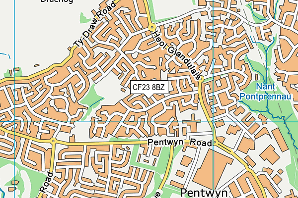 CF23 8BZ map - OS VectorMap District (Ordnance Survey)
