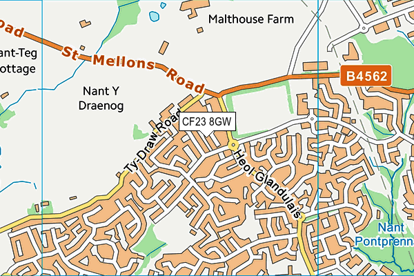 CF23 8GW map - OS VectorMap District (Ordnance Survey)